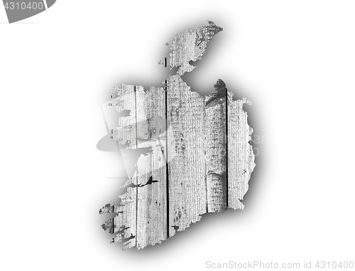 Image of Map of Ireland on weathered wood