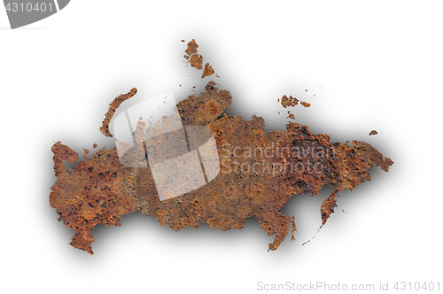 Image of Map of Russia on rusty metal