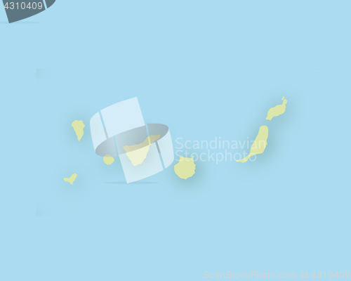 Image of Map of the Canary Islands with shadow