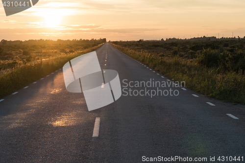 Image of Straight country road by twilight