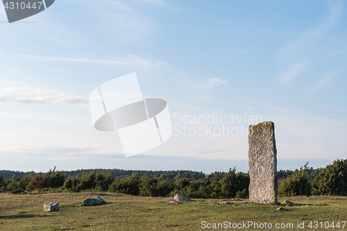 Image of Standing stone in a swedish world heritage