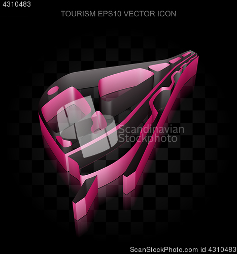 Image of Vacation icon: Crimson 3d Train made of paper, transparent shadow, EPS 10 vector.