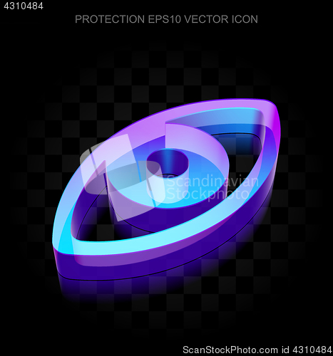 Image of Privacy icon: 3d neon glowing Eye made of glass, EPS 10 vector.