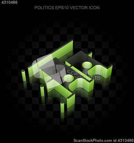 Image of Political icon: Green 3d Election made of paper, transparent shadow, EPS 10 vector.