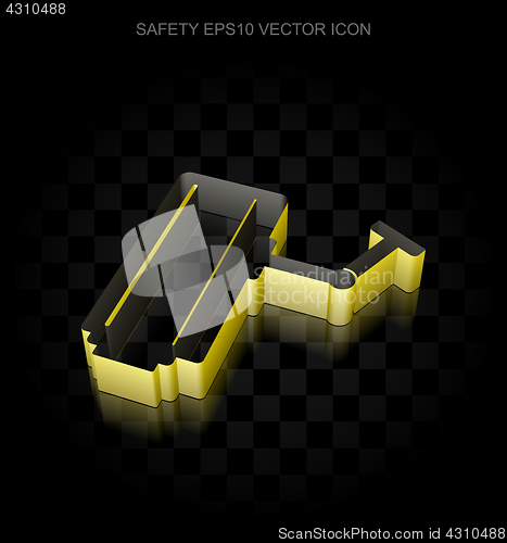 Image of Security icon: Yellow 3d Cctv Camera made of paper, transparent shadow, EPS 10 vector.