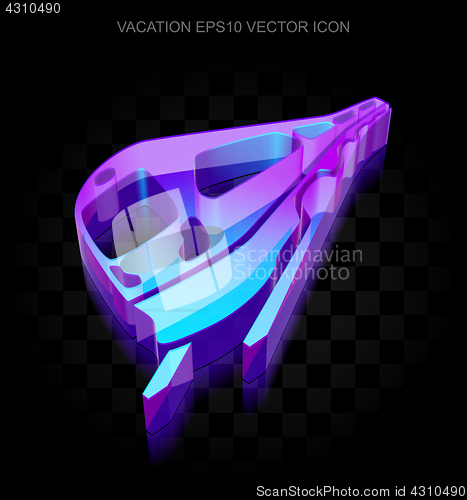Image of Travel icon: 3d neon glowing Train made of glass, EPS 10 vector.