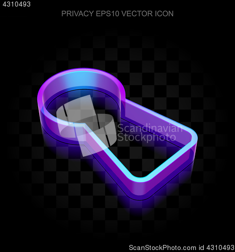 Image of Security icon: 3d neon glowing Keyhole made of glass, EPS 10 vector.