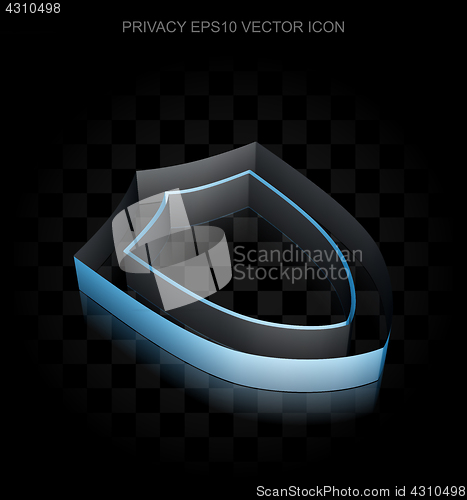 Image of Protection icon: Blue 3d Shield made of paper, transparent shadow, EPS 10 vector.