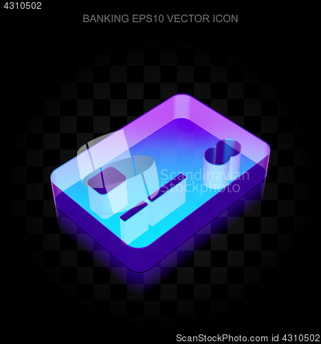 Image of Currency icon: 3d neon glowing Credit Card made of glass, EPS 10 vector.