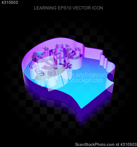 Image of Education icon: 3d neon glowing Head With Finance Symbol made of glass, EPS 10 vector.