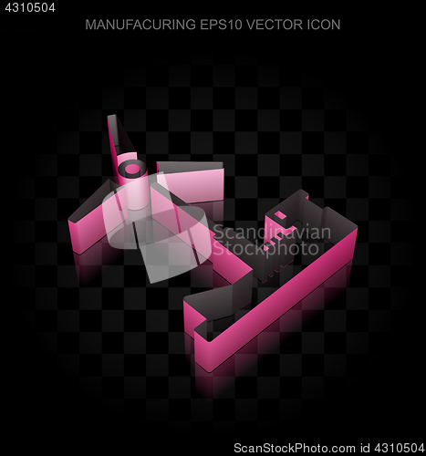 Image of Industry icon: Crimson 3d Windmill made of paper, transparent shadow, EPS 10 vector.