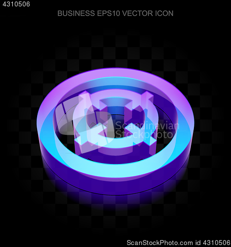 Image of Finance icon: 3d neon glowing Target made of glass, EPS 10 vector.