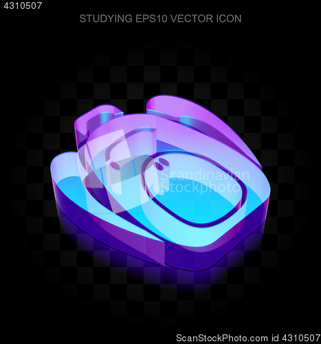 Image of Learning icon: 3d neon glowing Backpack made of glass, EPS 10 vector.
