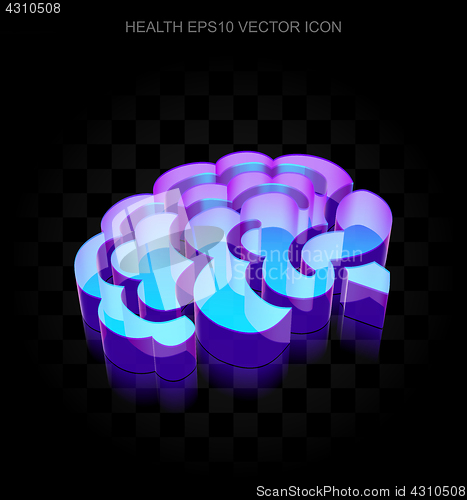 Image of Health icon: 3d neon glowing Brain made of glass, EPS 10 vector.