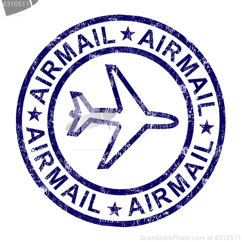 Image of Airmail Stamp Shows International Mail Delivery