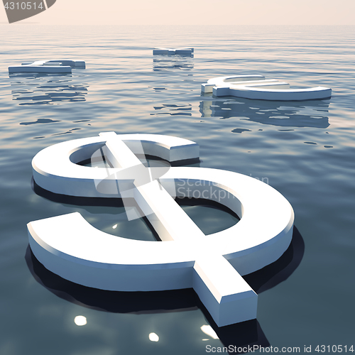 Image of Dollar Floating And Currencies Going Away Showing Money Exchange