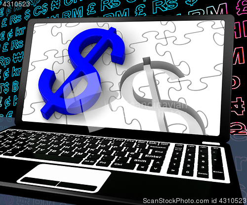 Image of Dollar Sign On Laptop Shows American Prosperity