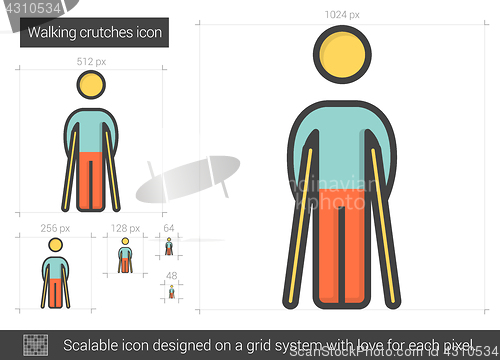 Image of Walking crutches line icon.