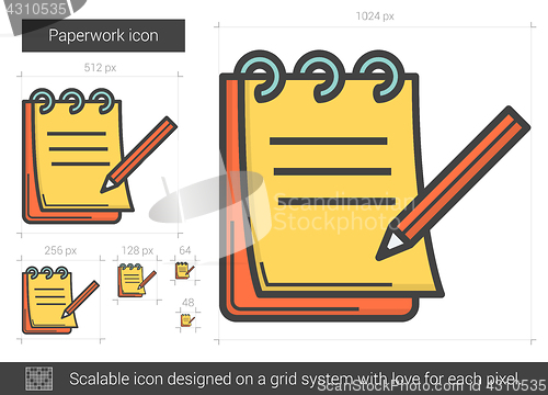 Image of Paperwork line icon.