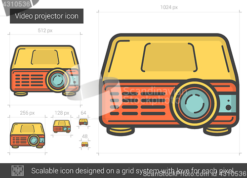 Image of Video projector line icon.