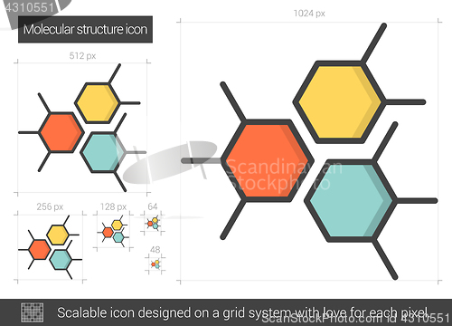 Image of Molecular structure line icon.