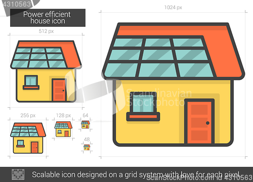 Image of Power efficient house line icon.