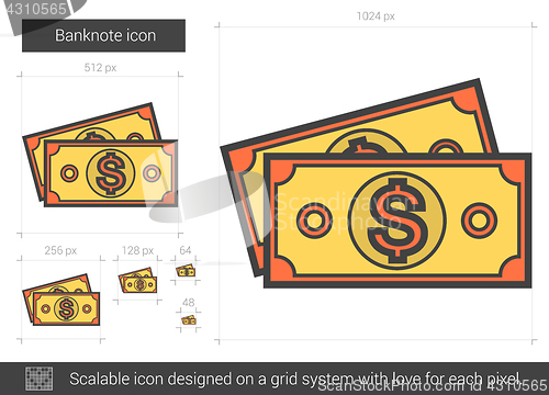 Image of Banknote line icon.