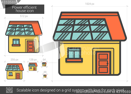 Image of Power efficient house line icon.