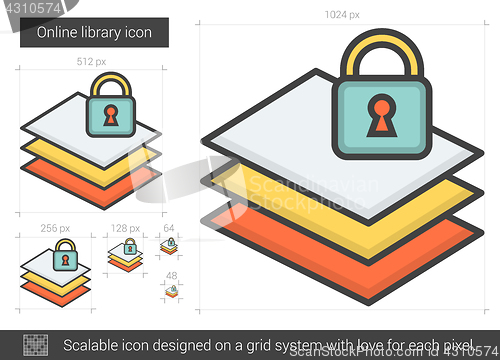 Image of Online library line icon.