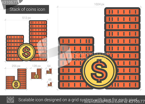 Image of Stack of coins line icon.