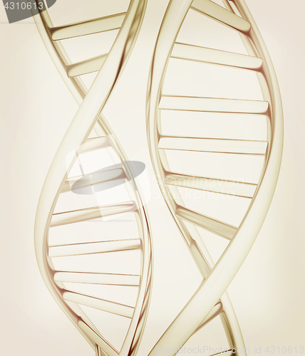 Image of DNA structure model. 3d illustration. Vintage style.