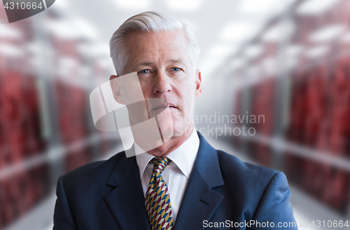 Image of Senior businessman in server room