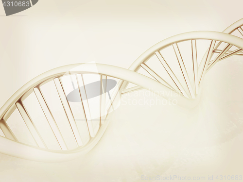 Image of DNA structure model. 3d illustration. Vintage style.