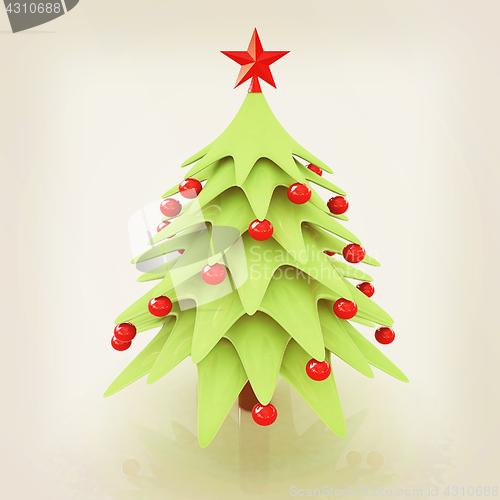 Image of Christmas tree. 3d illustration. Vintage style.