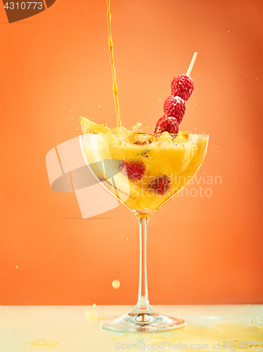 Image of Fresh raspberry coctail on the restaurant table