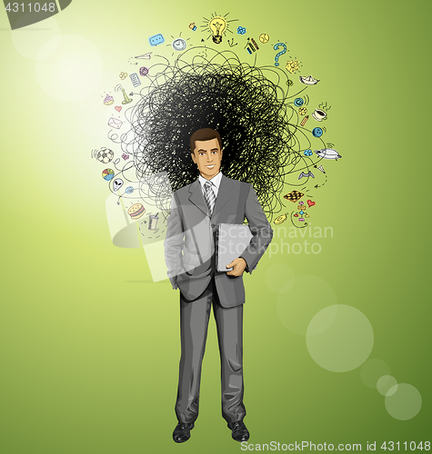 Image of Vector Businessman With Laptop