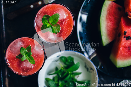 Image of Two glasses ofred smoothie