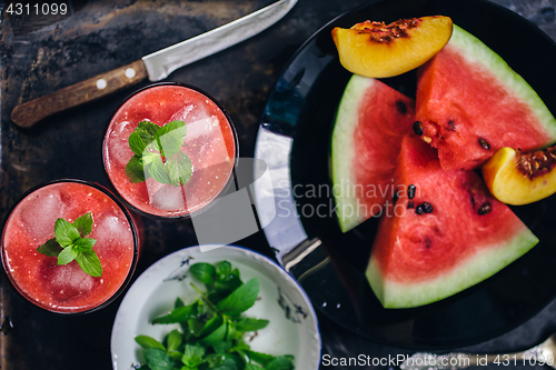 Image of Two glasses ofred smoothie