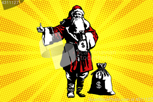 Image of Santa Claus with a bag of money