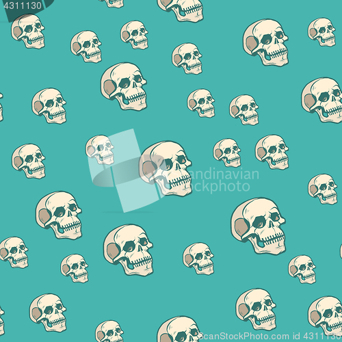 Image of Human skull seamless pattern background