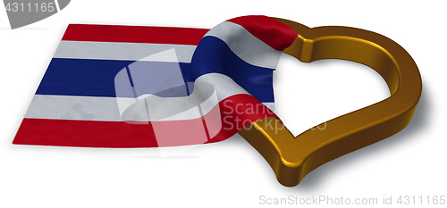 Image of flag of thailand and heart symbol - 3d rendering