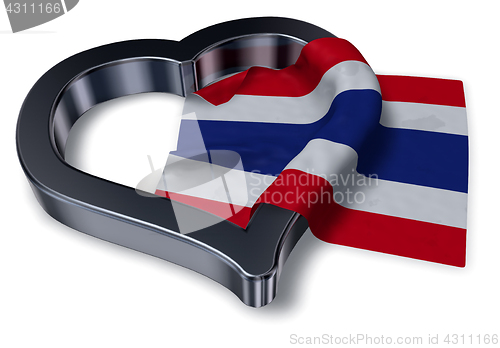 Image of flag of thailand and heart symbol - 3d rendering