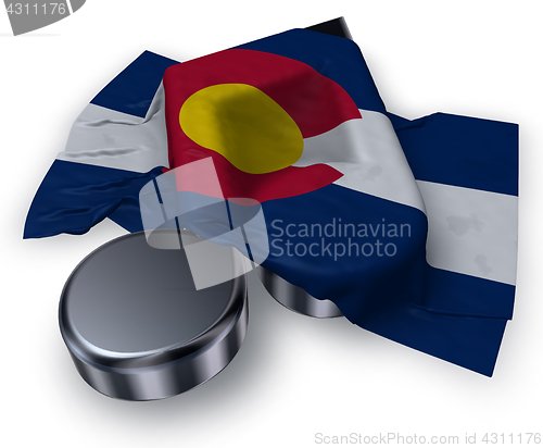 Image of music note symbol and flag of colorado - 3d rendering