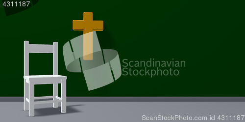 Image of chair and christian cross - 3d rendering