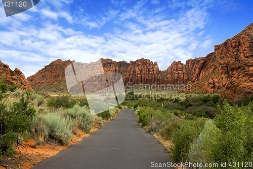 Image of Path to the Redrock Mountains in Snow Canyon - Utah