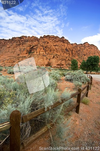 Image of Hiking Path in Snow Canyon with Rails in the Image - Utah