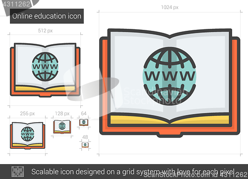 Image of Online education line icon