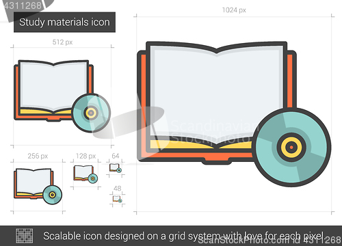 Image of Study materials line icon.