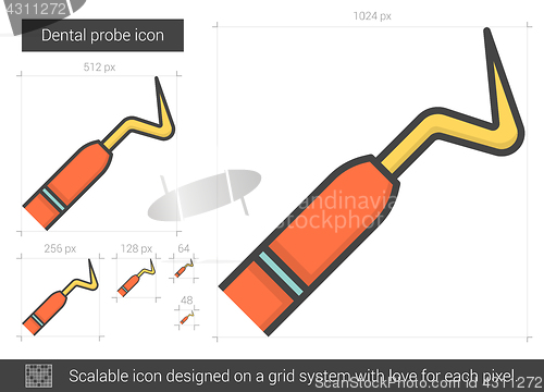 Image of Dental probe line icon.