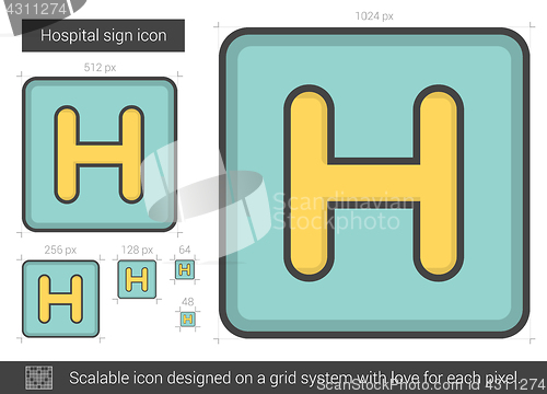 Image of Hospital sign line icon.